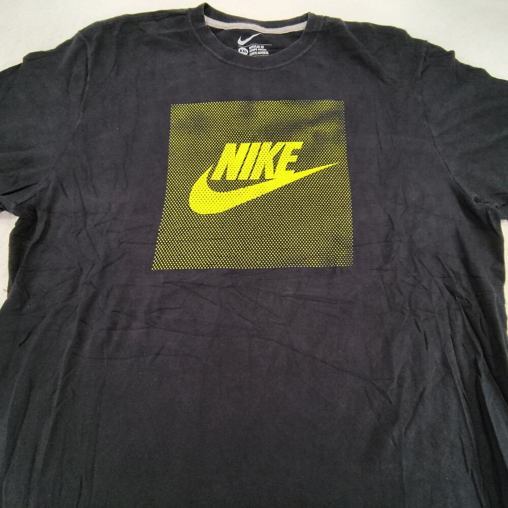 Nike Tee Short Sleeve Graphic Crew Neck Shirt Mens Size 2XL Black Yellow